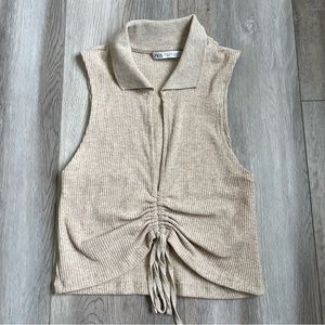 Zara Collared Beige Tank